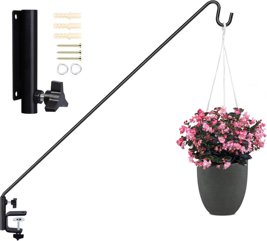 MIXXIDEA Deck Hook Outdoor Hanging Brackets：43 Inches Wall Mounted Hook Plants & Wind Chimes Risk-Free Lanterns Large Wind Chimes Lanterns