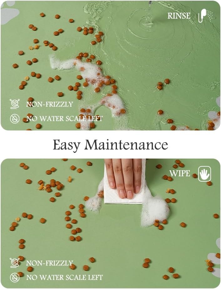 Pet Feeding Mat-Absorbent Dog Mat for Food and Water Bowl-No Stains Quick Dry Water Dispenser Mat-Dog Accessories Pet Supplies-Bowl for Messy Drinkers（Green,16"x24"