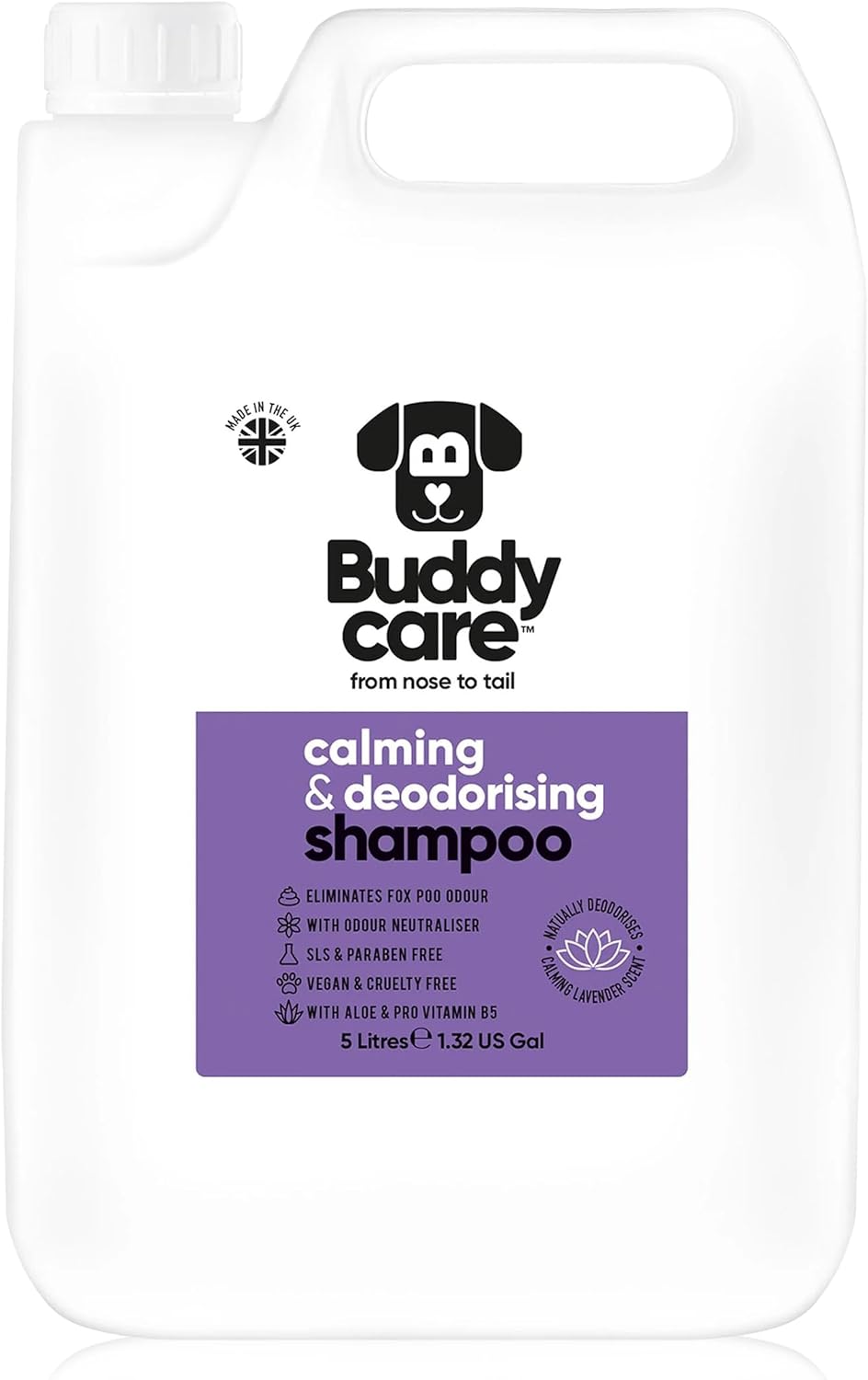 Calming & Deodorising Dog Shampoo by Buddycare | Lavender Scented | with Aloe Vera and Pro Vitamin B5 (169.07oz)