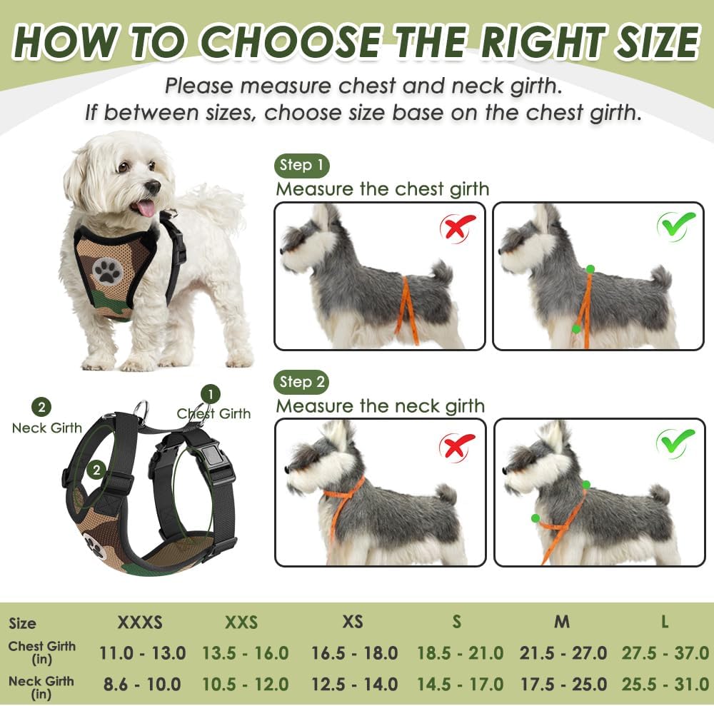 SlowTon Dog Seat Belt Harness for Car, Dog Car Harness Adjustable Mesh Breathable & Dog Seatbelt Safety Tether with Elastic Bungee for Small Medium Large Pets(Camouflage, Double Clip, L)