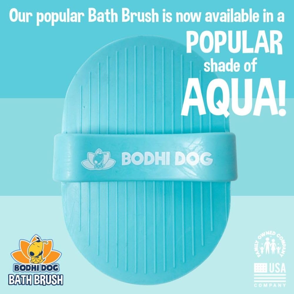 Bodhi Dog Shampoo Brush - Pet Grooming & Bath Supplies for Dogs and Cats - Bath Brush for Long & Short Hair - Premium Scrubber for Shower, Bathing & Massage (One Pack, Aqua)