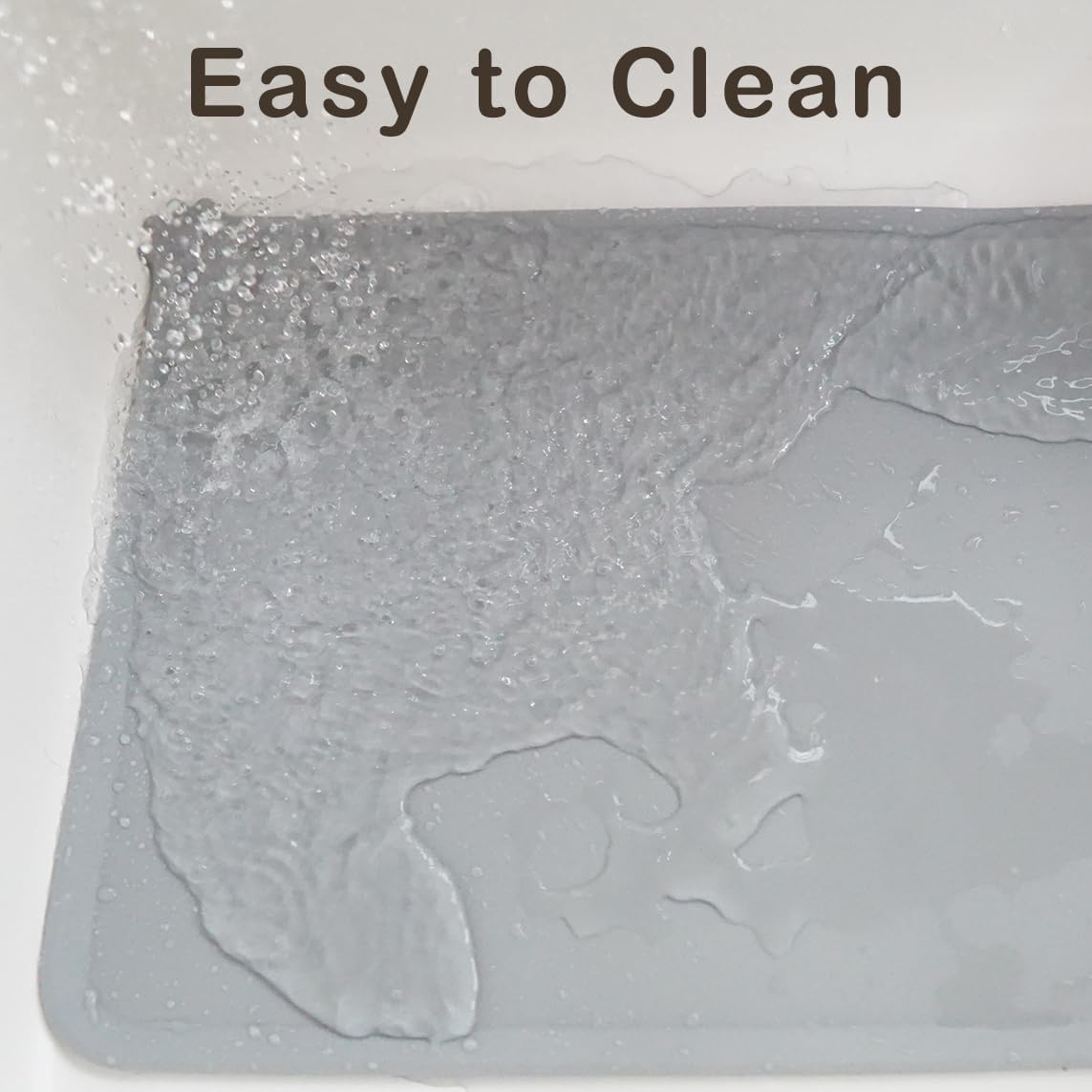 Premium Silicone Dog Food Mat - 19 x 12 Inch,Anti-Slip, Waterproof, Pet Placemat for Food and Water, Prevents Spills, Suitable for Dogs and Cats (Grey)