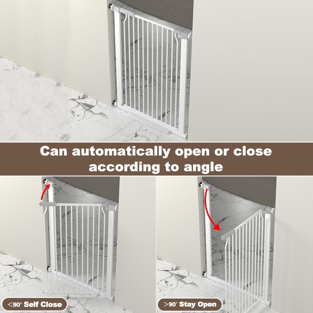 41" Extra Tall and Wide Baby Gate, 68.5-72.2'' Wide Pet Cat Gate for Doorway, Extra Wide Pressure Mounted Child Door with Expansion Kit, Metal Safe Gate, Tall Dog Gate, White