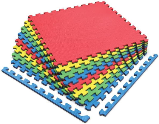 Norsk Reversible Kids Puzzle Play Mats 1/2" Thick EVA Interlocking Foam Tiles (Multicolor/Black 28 Tiles - 112 sq. Ft. 1/2" Thick)