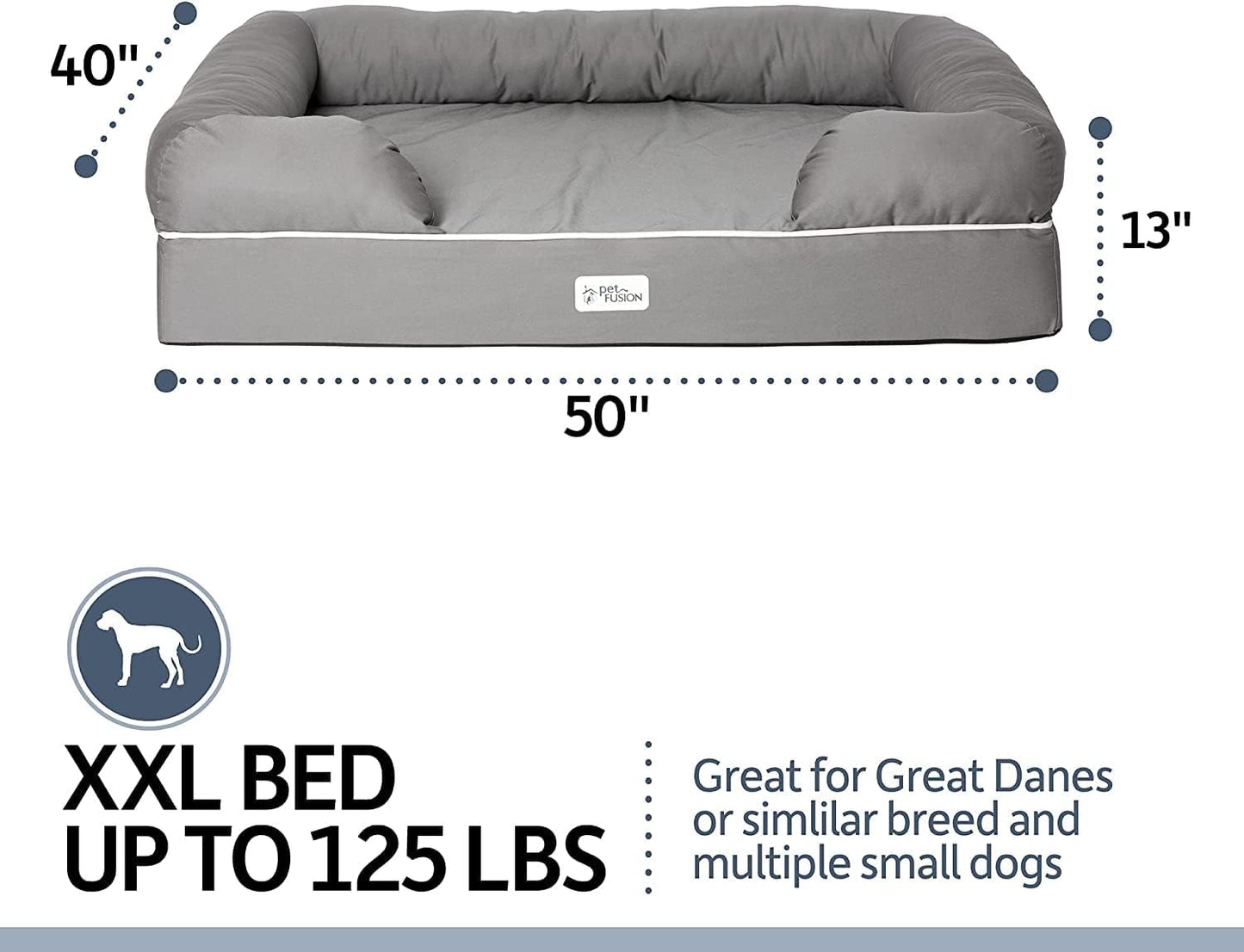 PetFusion Ultimate Dog Bed, Orthopedic Memory Foam, Multiple Sizes and Colors, Medium Firmness Pillow, Waterproof Liner, YKK Zippers, Breathable 35% Cotton Cover