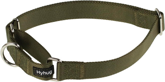 Hyhug Pets Premium Upgraded Heavy Duty Nylon Anti-Escape Martingale Collar for Boy and Girl Dogs Comfy and Safe - Professional Training, Daily Use Walking. (Army Green, Medium)