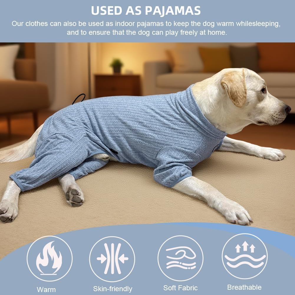 Dog Pyjamas PJS Sweater Clothes and Home Clothing Suitable for Medium to Large Breeds of Dogs, Dog Neutering Suits, Extra-Large Stretch Fabric, Four-Legged Clothes(Sweater Blue, XL)