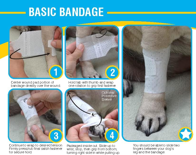 Basic Leg Bandages for Dogs, Cats and Other Pets First Aid Non-Adhesive Fur Friendly - Value 10 Pack (5 Standard, 5 Wide) by PawFlex (XXX-Small)