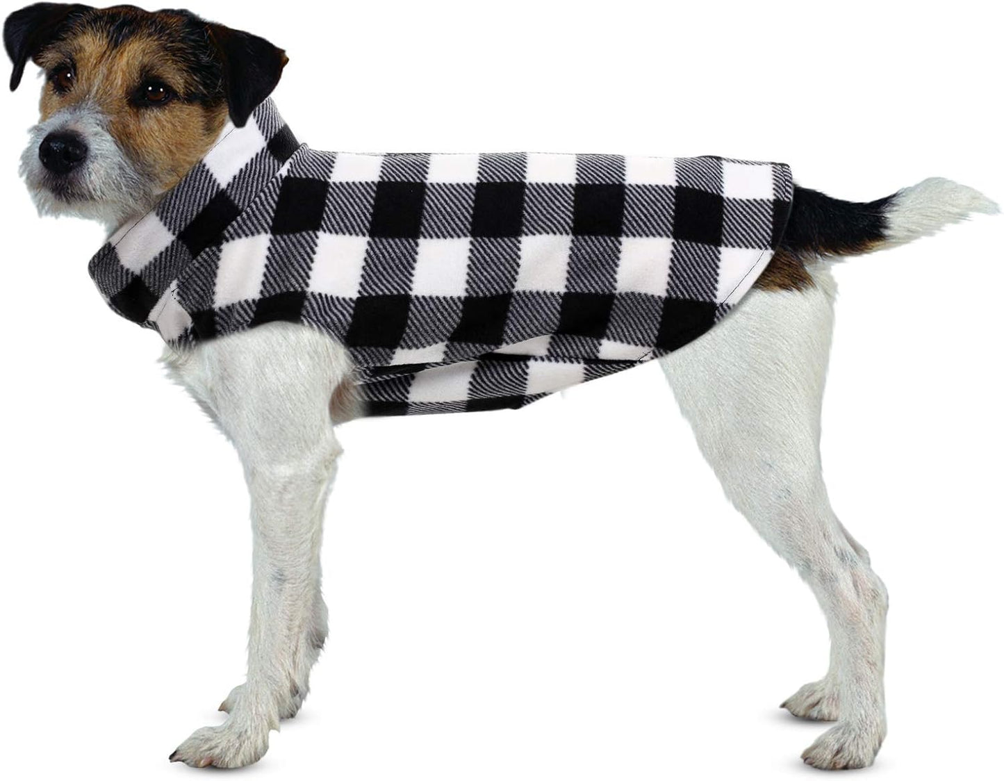 ASENKU Dog Sweater, Plaid Dogs Fleece Vest, Soft Comfortable Pet Pajamas, Warm Winter Puppy Shirt, Cold Weather Coat Jacket Pet Clothes for Small & Medium Dog Breeds