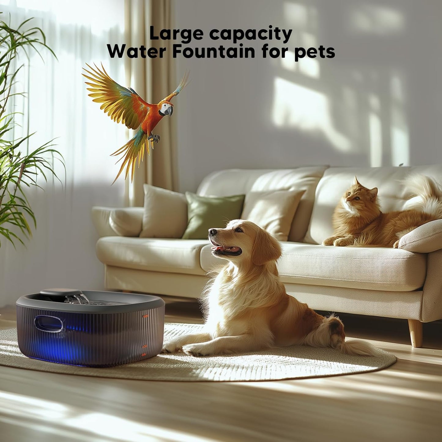 WOPET Dog Water Fountain for Large Dogs, 6L/205oz/1.7Gal Automatic Dog and Cat Water Fountain,Dog Water Dispenser with 5 Filters,Ultra-Quiet Pump,Great for Large Dogs Cats and Multi-Pet Home