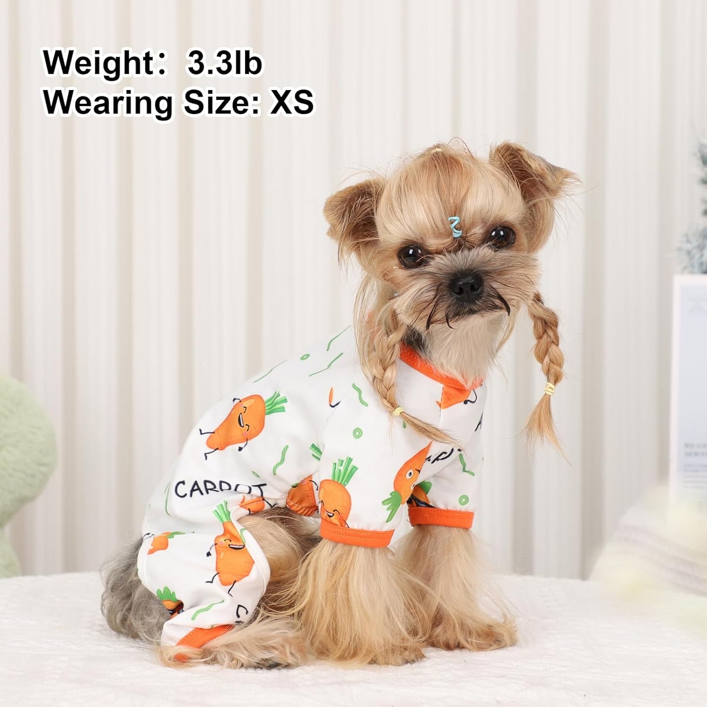 Dog Pajamas Pjs Spring Summer Dog Clothes for Small Dogs Girl - Boy - Small Size Dogs, Soft Stretchy Puppy Clothes Doggie Onesies Clothing Cat Pet Jammies Outfit Appeal, Carrot