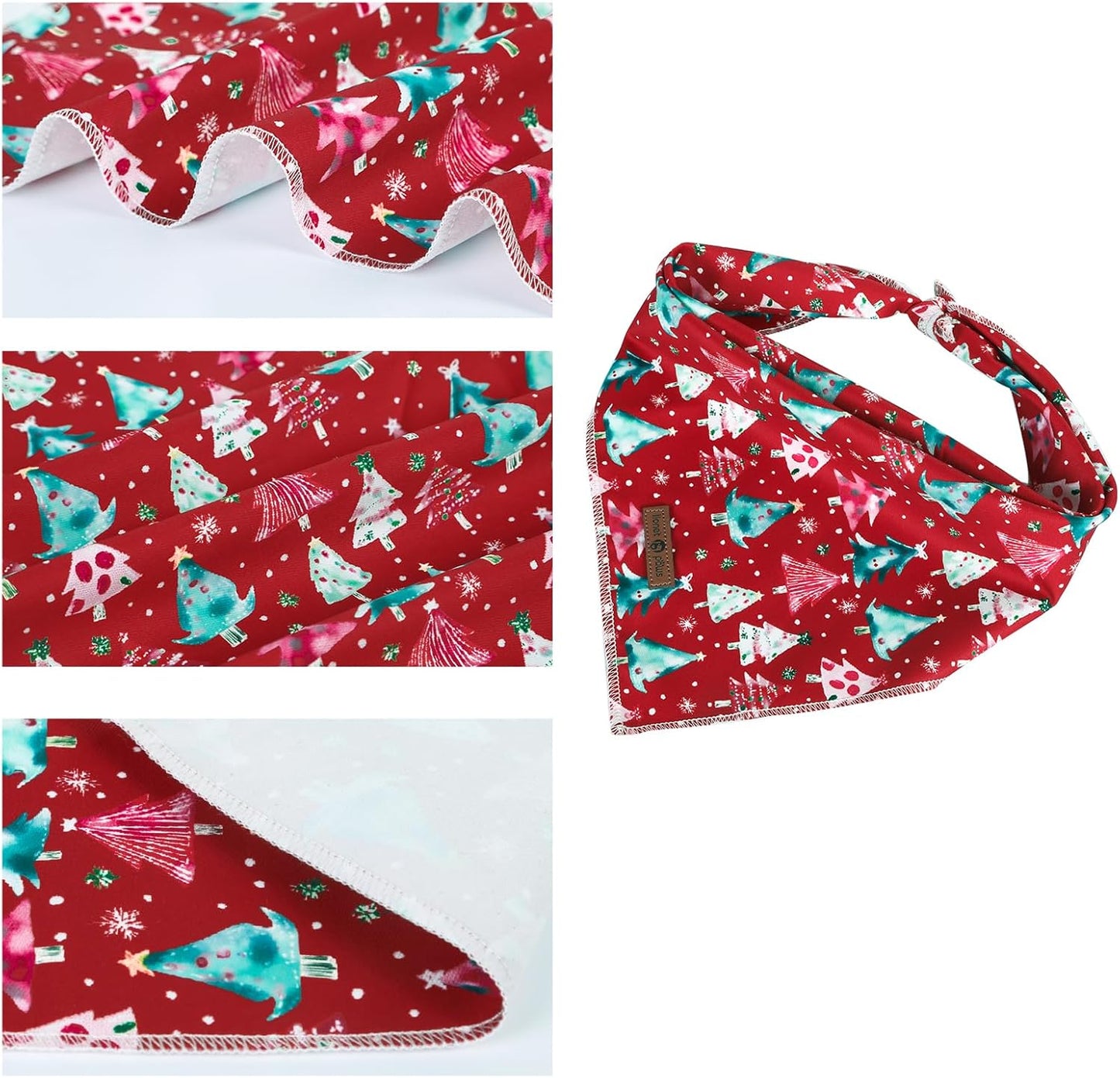 lionet paws Christmas Dog Bandana,Christmas Tree Fabric Dogs Kerchief for Small Medium Dogs,Dog Cotton Red Triangle Bibs Scarf for Girl Boy