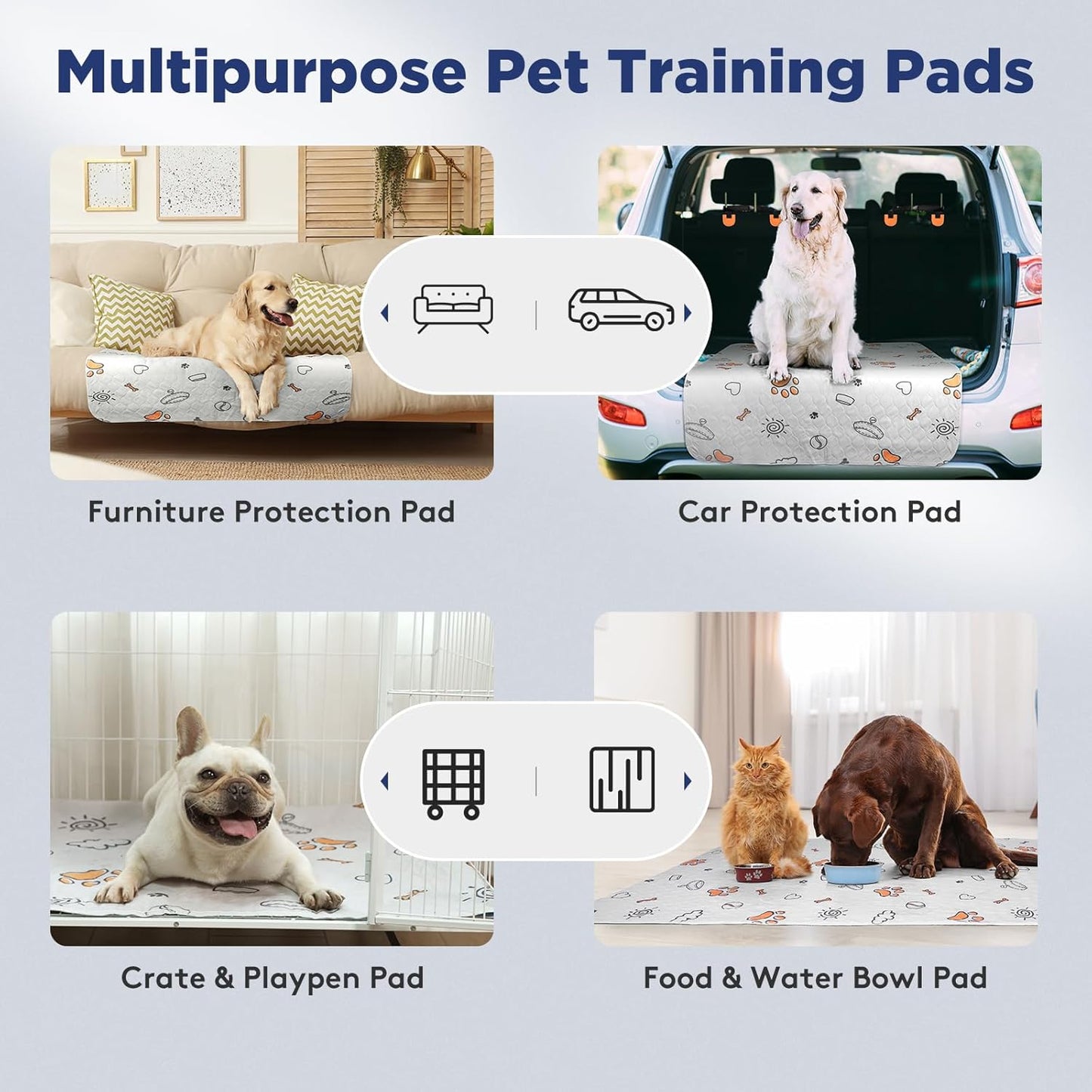 Washable Pee Pads for Dogs, 2 Pack Large 48"x48" Super Absorbent Reusable Pads for Dog Training Pads, 100% Waterproof Non-Slip Pee Pads Whelping Pads Dog Playpen Pads Crate Mat Bed Pads Dog Products