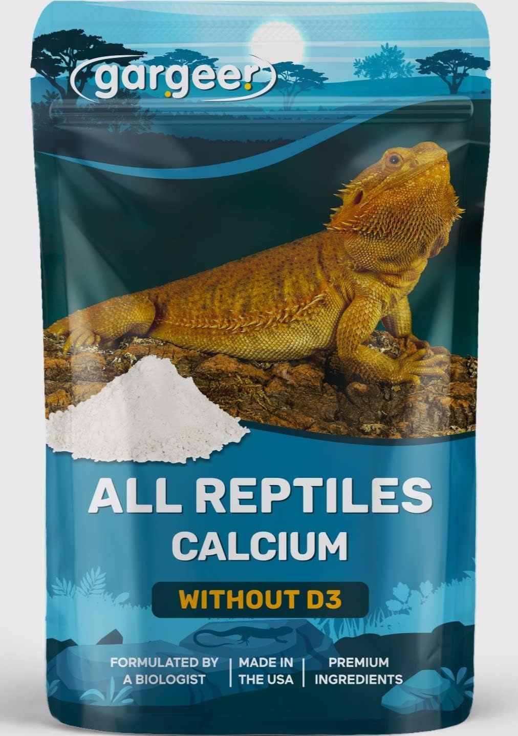 4oz All Reptile Calcium Powder, Phosphorus-Free Ultrafine Powder, Pure Dust Without Vitamin D3, Ready to Use for All Reptiles, Lizards & Amphibians Supplement. Made in The USA. Enjoy !