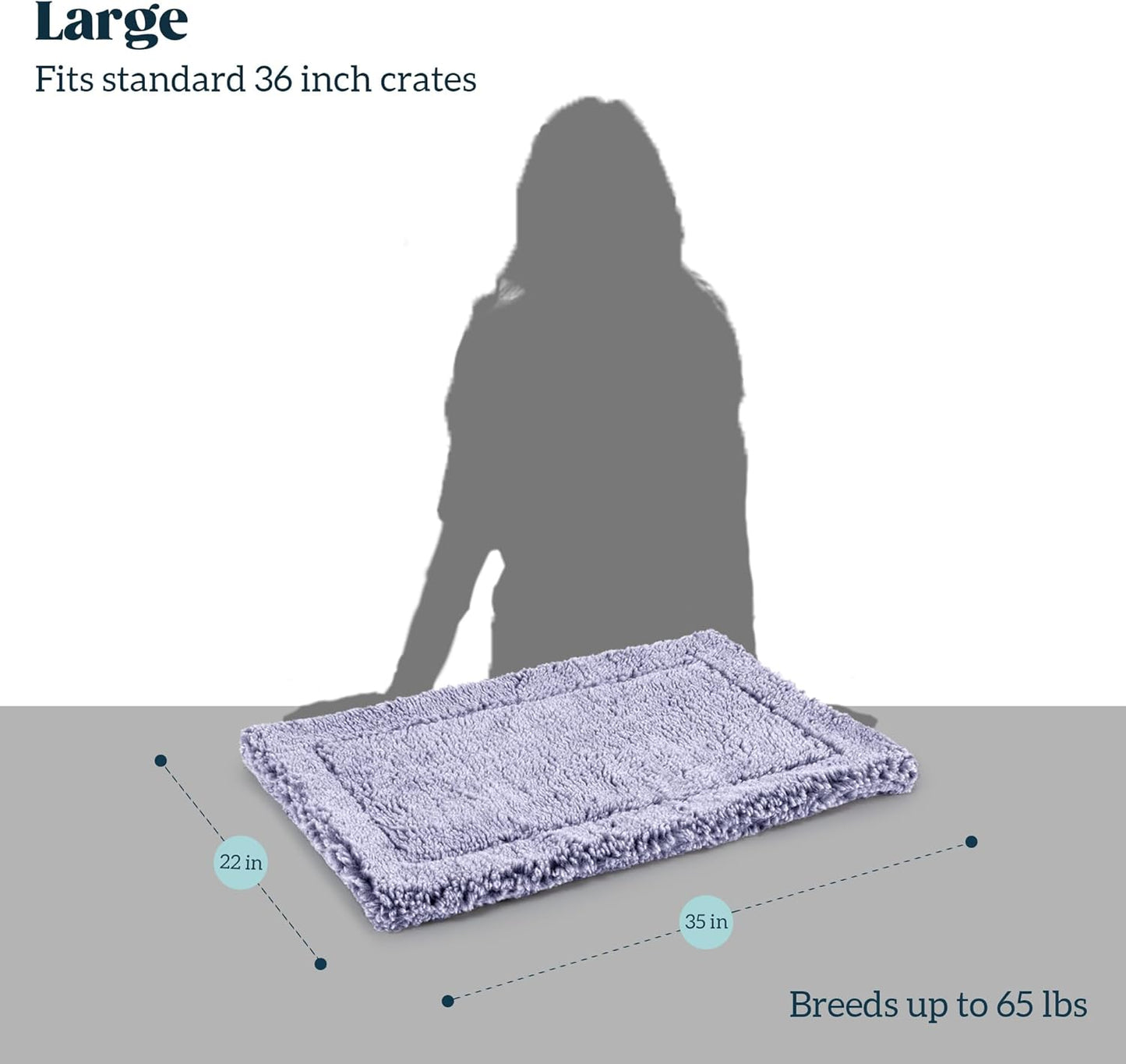 Stoutwool Indestructible Dog Bed - Fluffy Chew Proof Dog Crate Pad - Tough Kennel Pad for Aggressive Chewers - Washable, Ideal for Large Breeds & Fits 36-Inch Crate - 35"x22", Jacaranda