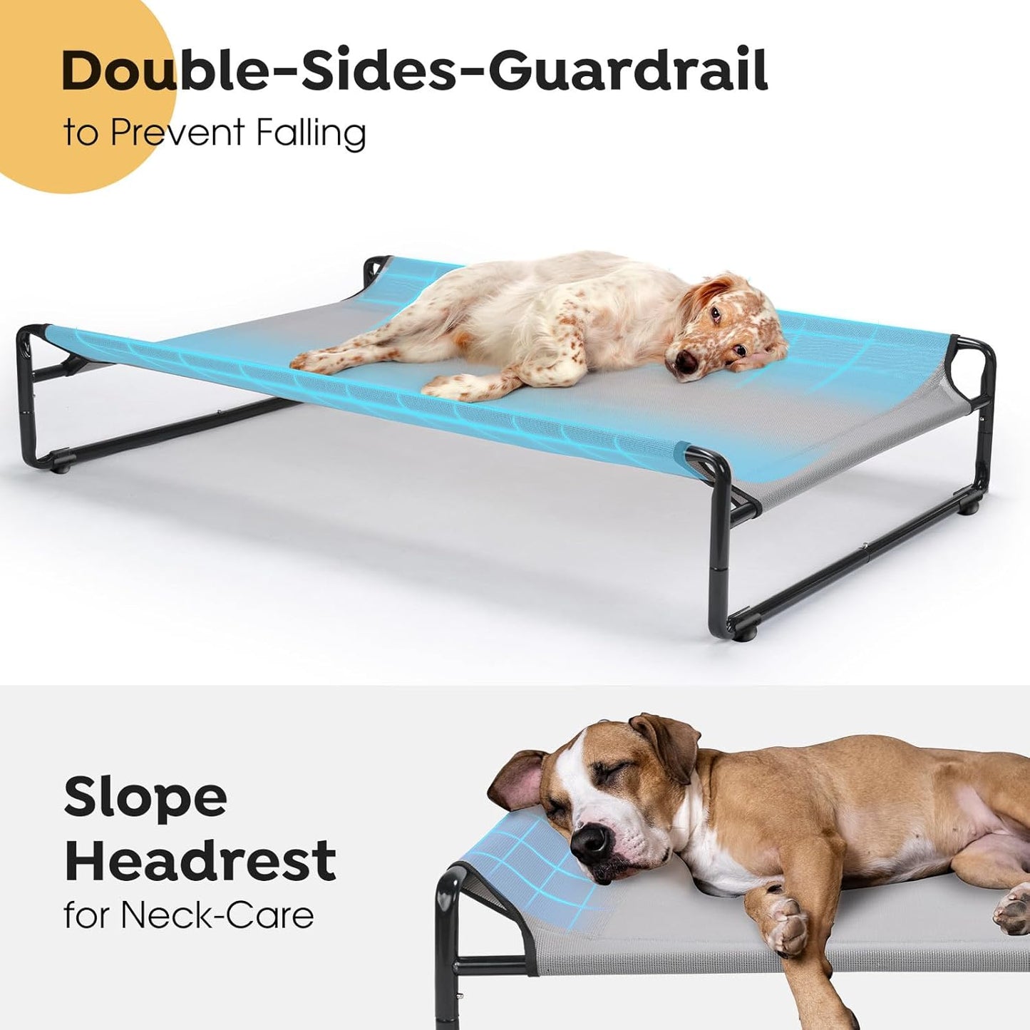 Veehoo Original Outdoor Elevated Dog Bed, Cooling Raised Dog Cot for Medium Dogs, Portable Standing Pet Hammock Platform with Washable Breathable Mesh, No-Slip Feet, Medium, Grey, CWC2201