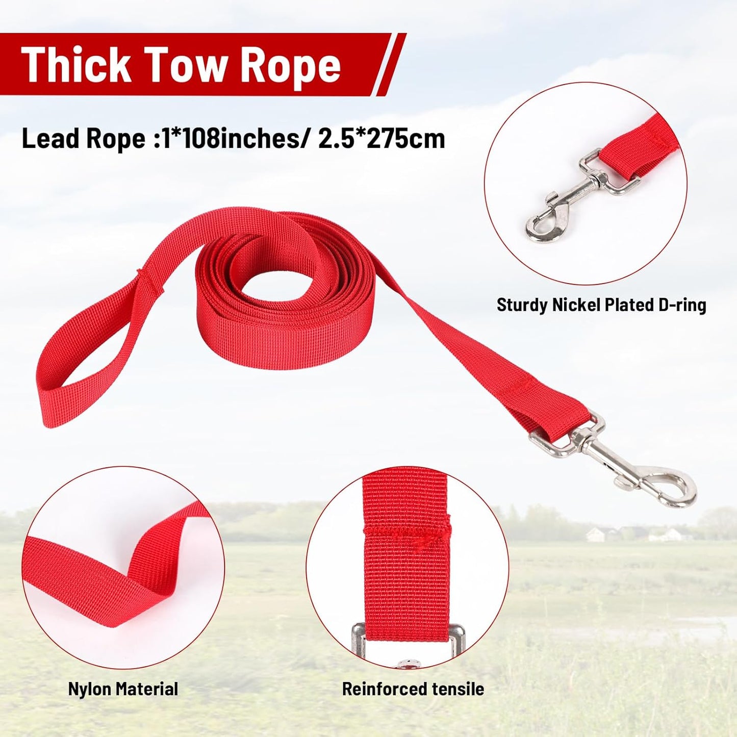 XUANNIAO Easily Adjustable Figure 8 Cow Halter, Double-Ply Premium Livestock Cattle Halters, Colorful Cow Utility Calf Halter with Leading Rope for Miniature Horse Donkey Goat Foal (Large, Black)