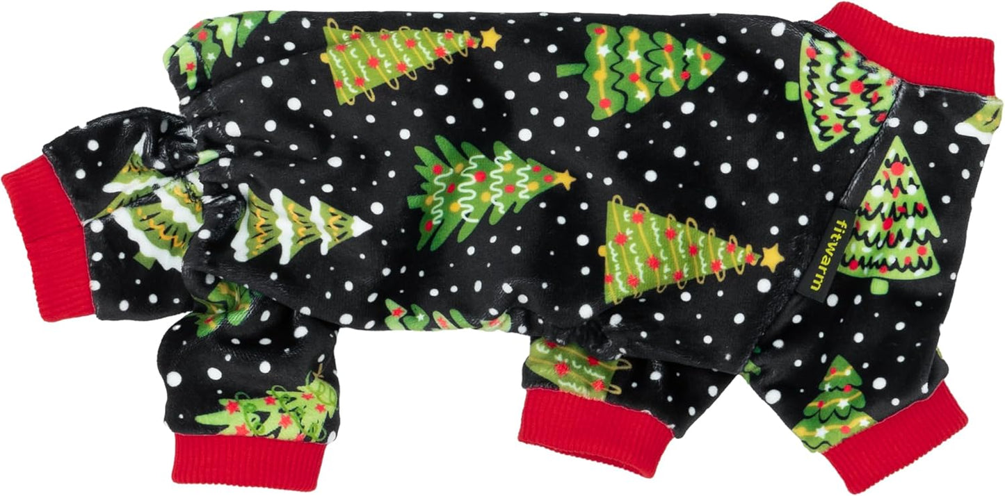Fitwarm Christmas Tree Dog Pajamas, Christmas Clothes for Small Dogs Boy Girl, Holiday Pet Outfit, Black, Red, Green, Yellow, XXL