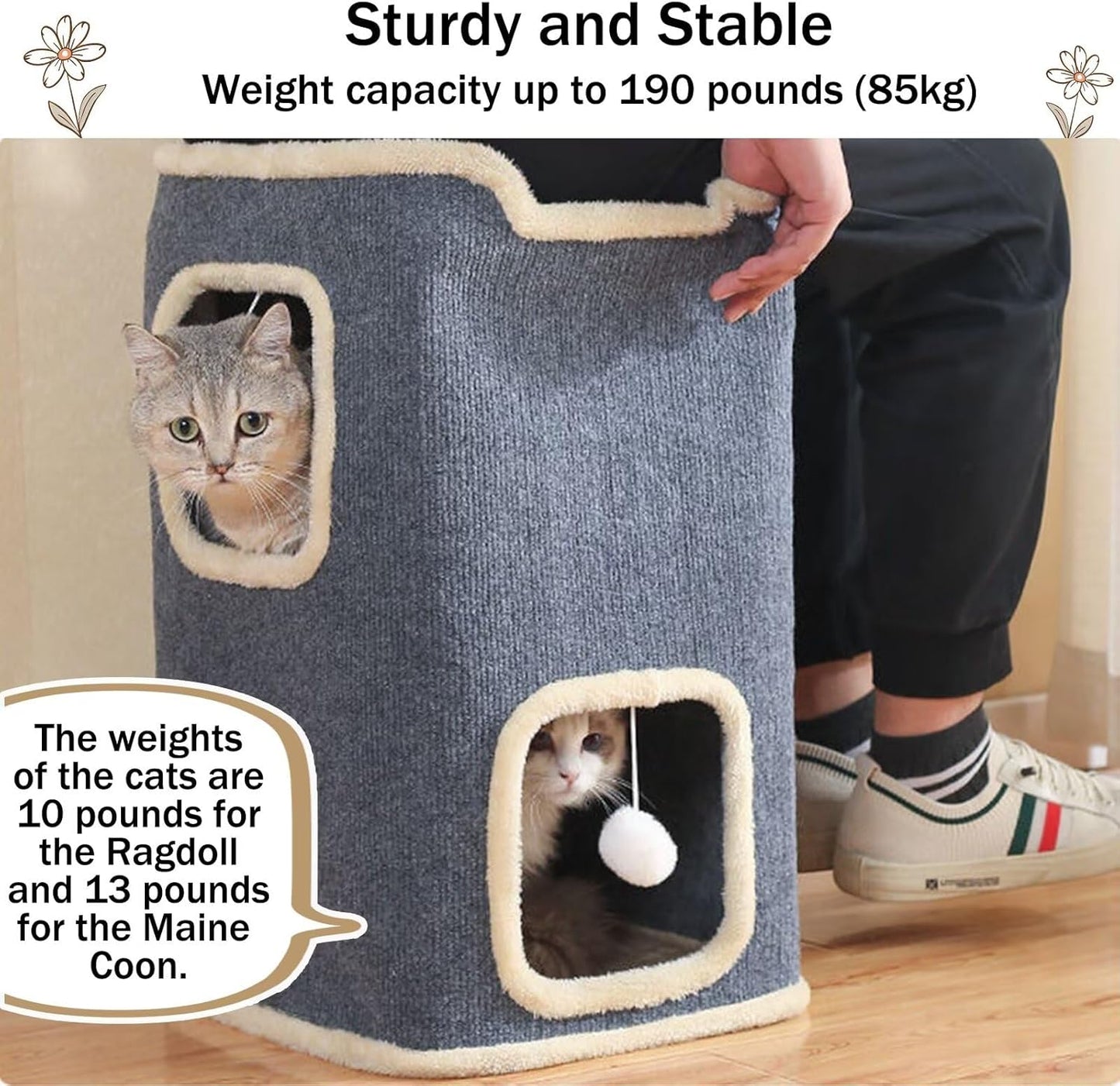 Cat House for Indoor, Multi-Level Cat Condo Foldable Cave Bed (2-Level)