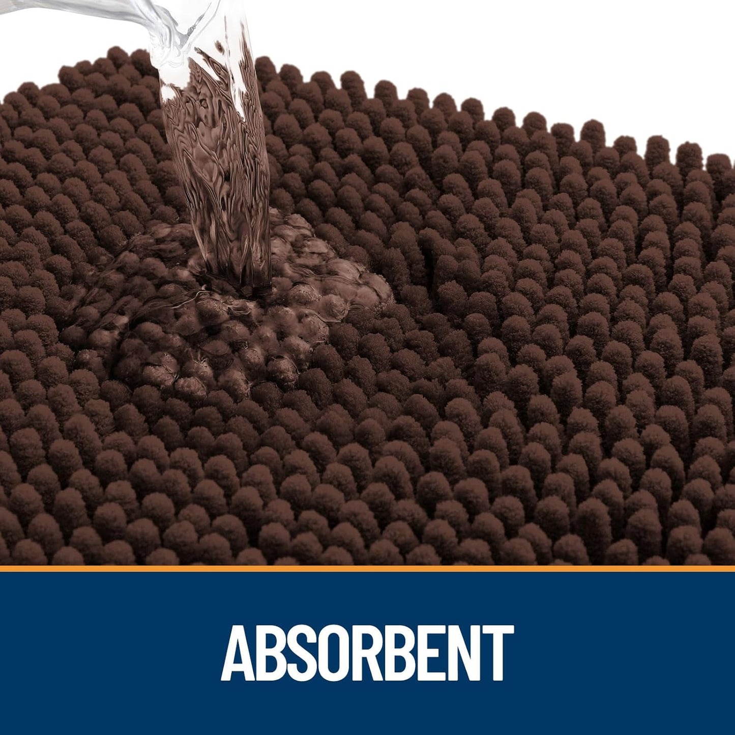 OLANLY Dog Door Mat for Muddy Paws 59x32, Absorbs Moisture and Dirt, Absorbent Non-Slip Washable Doormat, Quick Dry Chenille Mud Mat for Dogs, Entry Indoor Entryway Carpet for Inside Floor, Brown