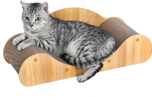 Cat Scratcher Cardboard, Scratching Pad House Bed Furniture Protector, Infinity Shape, Curved (Wood, Round Sofa)