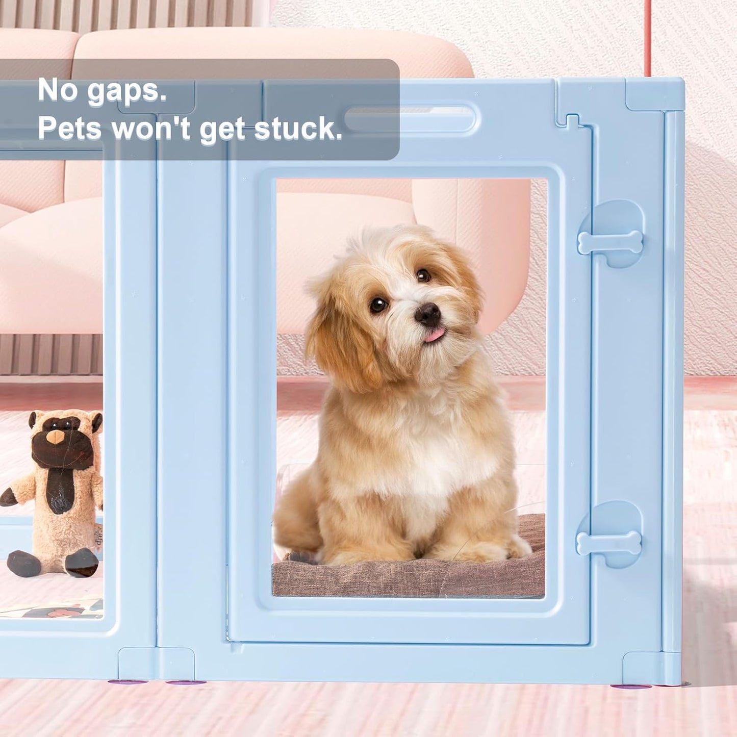 DIY Clear Acrylic Dog Playpen House,Quick Easy Assembly and Disassembly,Strong Floor Suction,Indoor and Outdoor Use,Easy Cleansing Puppy Fence (Sky Blue, 23.6" H, 12PCS)