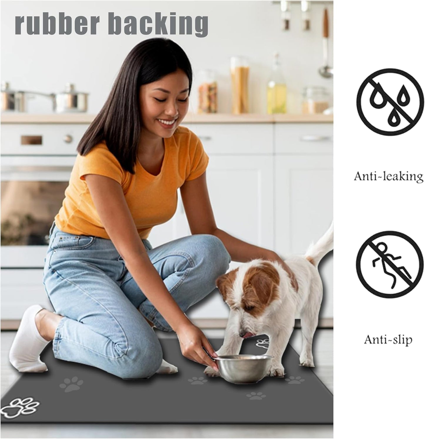 Large Boho Dog Cat Food Mats for Floors, Absorbent Dog Bowl Mat for Food and Water Dispenser Mat, Quick Dry Pet Supplies(Vintage Red, 36'' x 16'')