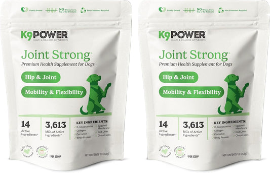 K9 Power Joint Strong Supplement 1 lb - Dog Joint Health & Mobility Support with Glucosamine, Curcumin, Chondroitin, Hip & Joint Pain Relief - Pack of 2