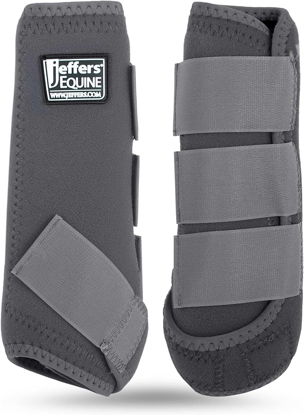 Jeffers Equine Protective Horse Boots 1 Pair Grey - Safe Neoprene Leg Guards & Comfortable Fit, Durable Strap Closures, Front & Hind Support, Equestrian Accessories for Travel & Riding - Small