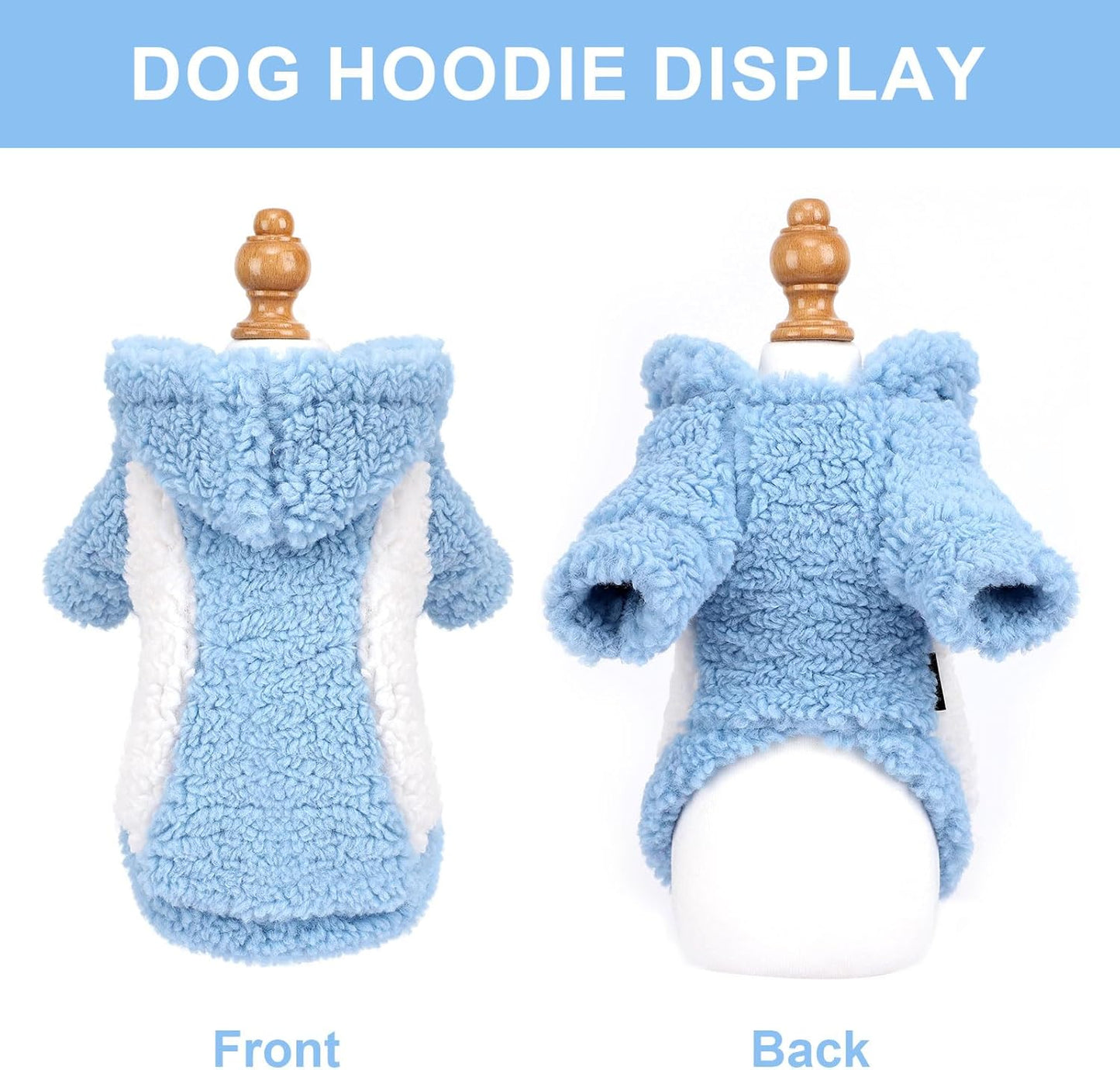 YIKEYO Dog Hoodie Pet Clothes Sweater with Hat Soft and Warm Cold Weather for Small Patchwork Hood(Blue, XS)