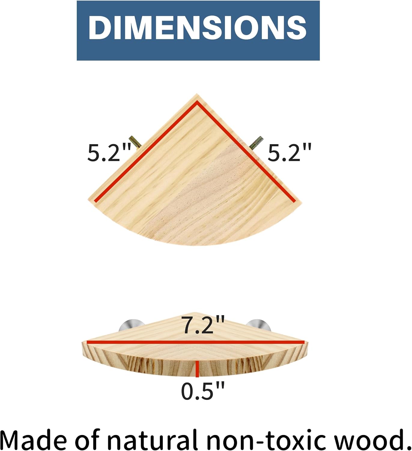 Bird Perch Corner Stand for Bird Cage Corner Platform Wood Bird Perches Corner Shelf Rest for Birds Parrots Cockatiels and Other Animal Pet Cages