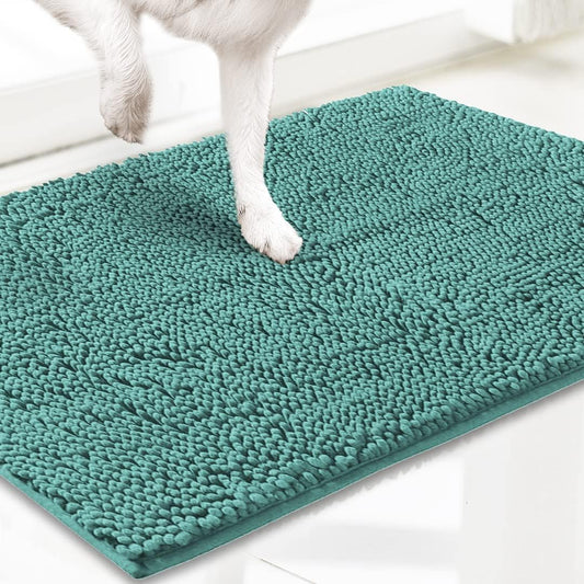 Muddy Mat® AS-SEEN-ON-TV Highly Absorbent Microfiber Door Mat and Pet Rug, Non Slip Thick Washable Area and Bath Mat Soft Chenille for Kitchen Bedroom Indoor and Outdoor - Seafoam Green 24" x 72"