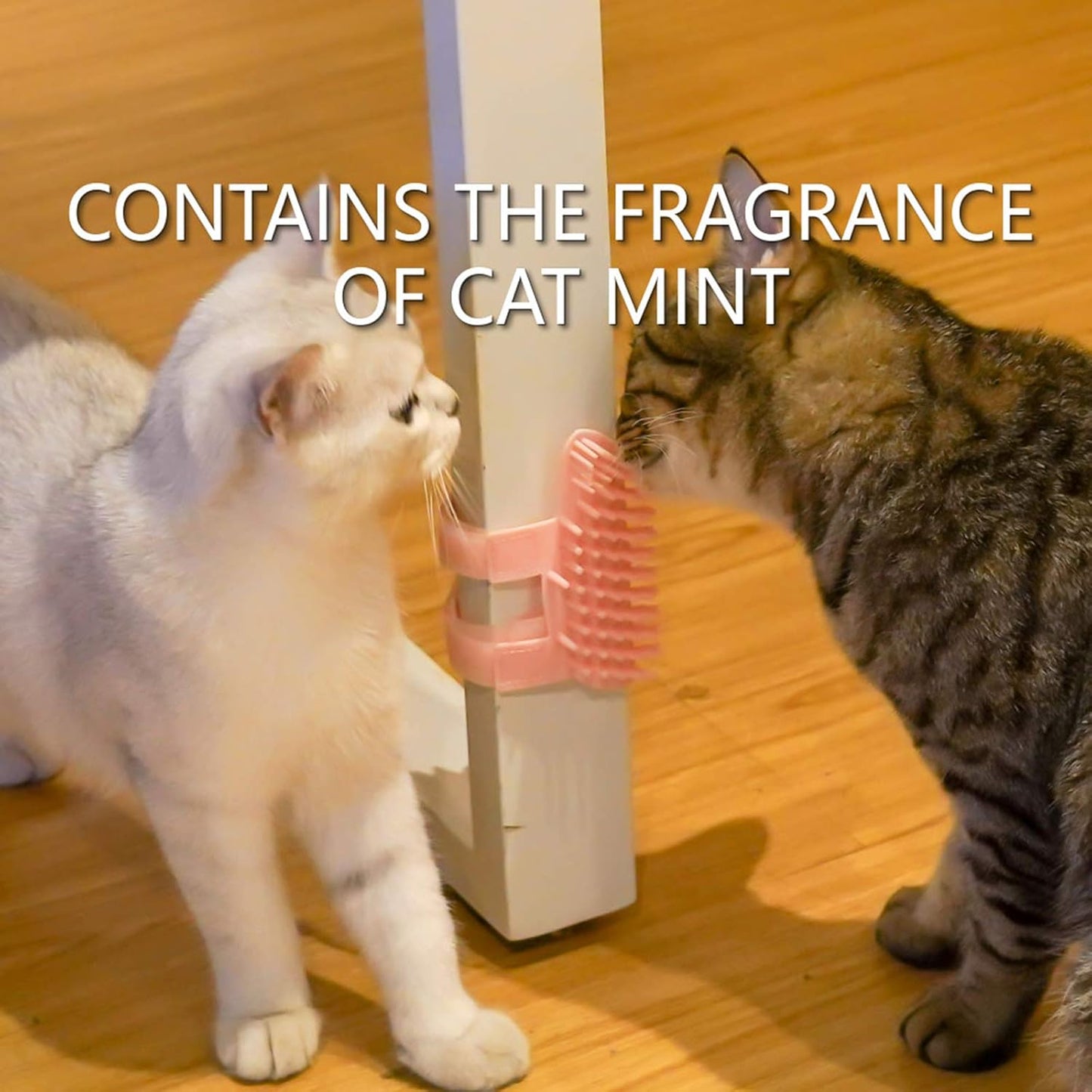 Cat Pet Self Grooming Comb Brush - Multi Functional Catnip Flavor Corner Massage Glove Tool for Kitten Puppy Relaxing, Extra Soft Silicone Pins Handy Hair Shedding Trimming