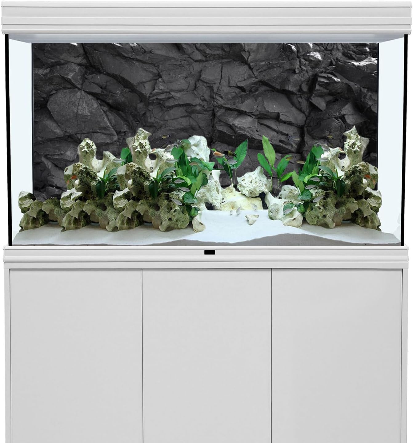 AWERT 30x18 inches Stone Aquarium Background Black Rock Fish Tank Background Rocky Terrarium Background Vinyl