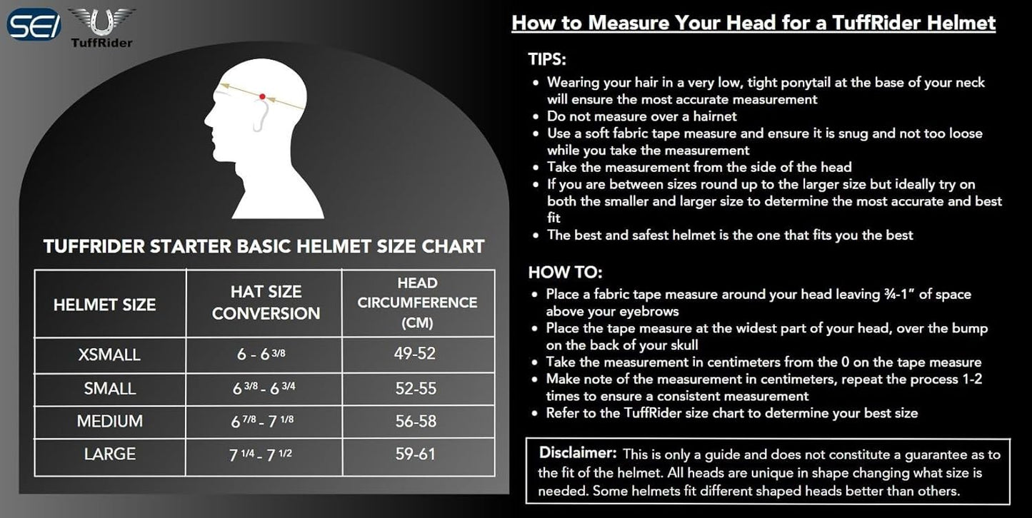 TuffRider Starter Basic Horse Riding Helmet | Comfortable Protective Equestrian Head Gear - SEI Certified