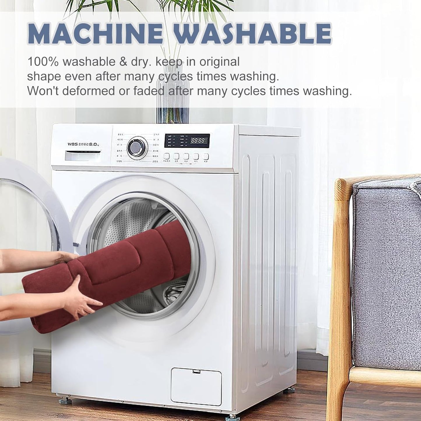 JoicyCo Dog Crate Bed Pad Mat, 48 in Non Slip Bottom Washable Kennel Pad for Extra Large Dogs, Dark Red