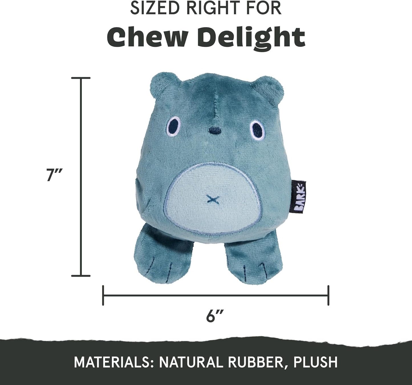 Barkbox Grey Bear Hugger Super Chewer 2-in-1 Plush Exterior Hard Core Plush Toy, Large Breeds