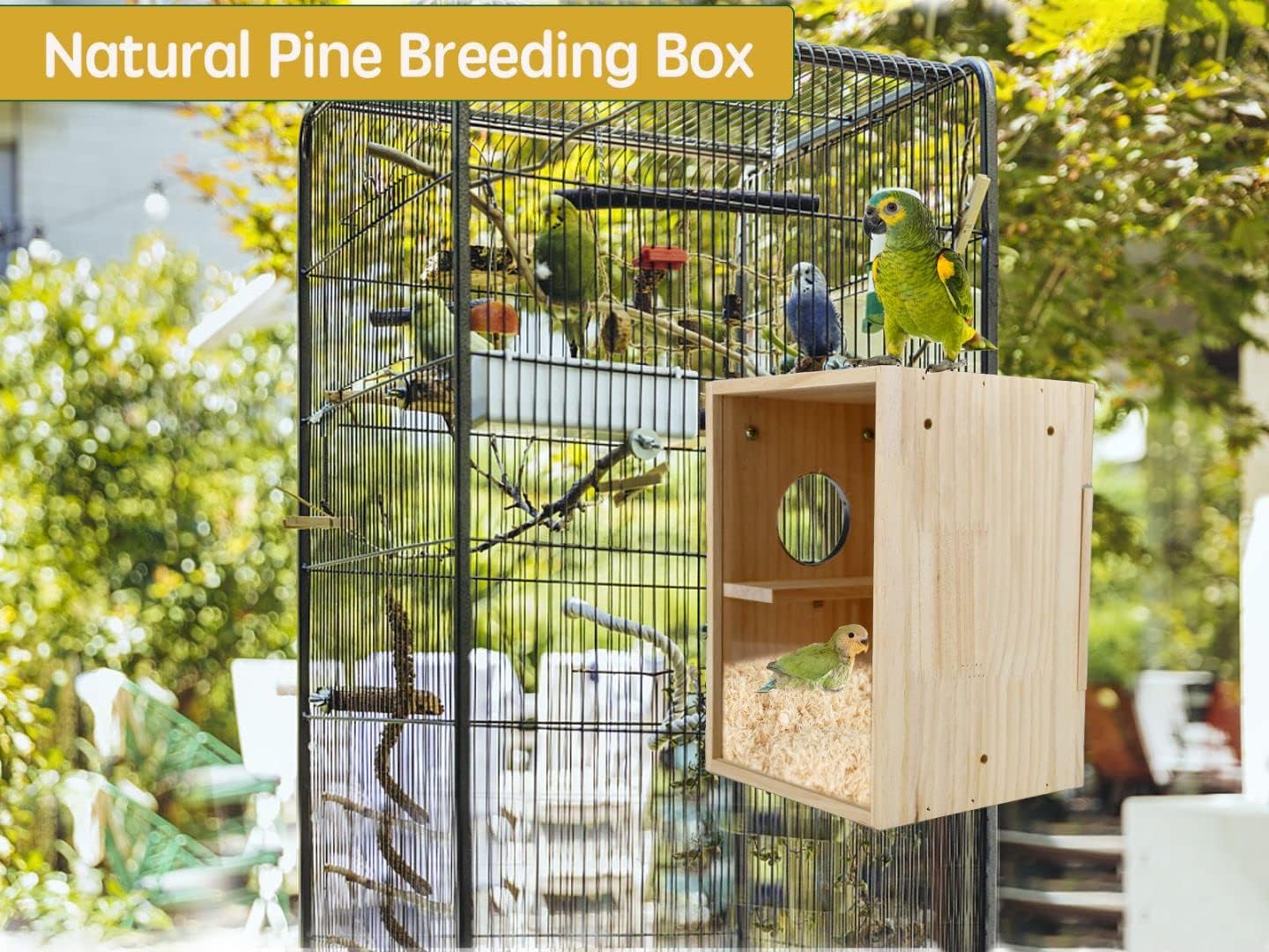 Bird Nest Box Parakeet Breeding Nest Box Bird Nest House Wooden Acrylic Transparent Breeding Box for Finch Lovebirds Cockatiel Budgie Conure Parrot