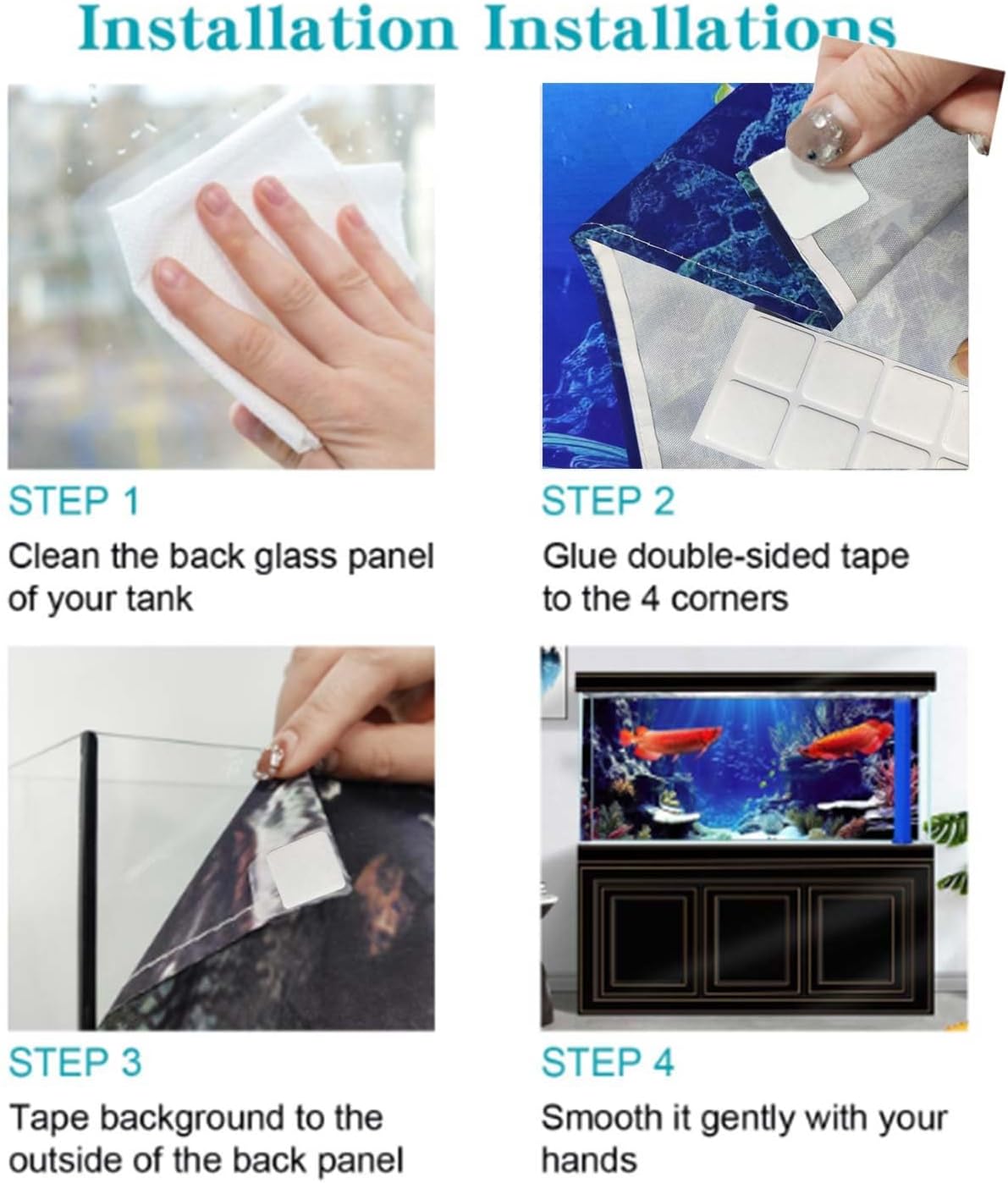 48X24IN Blacklight Octopus Sea Monster HD 3D Black Light Aquarium Background UV Reactive Background Terrarium Background with 10 EVA Double-Sided Tape