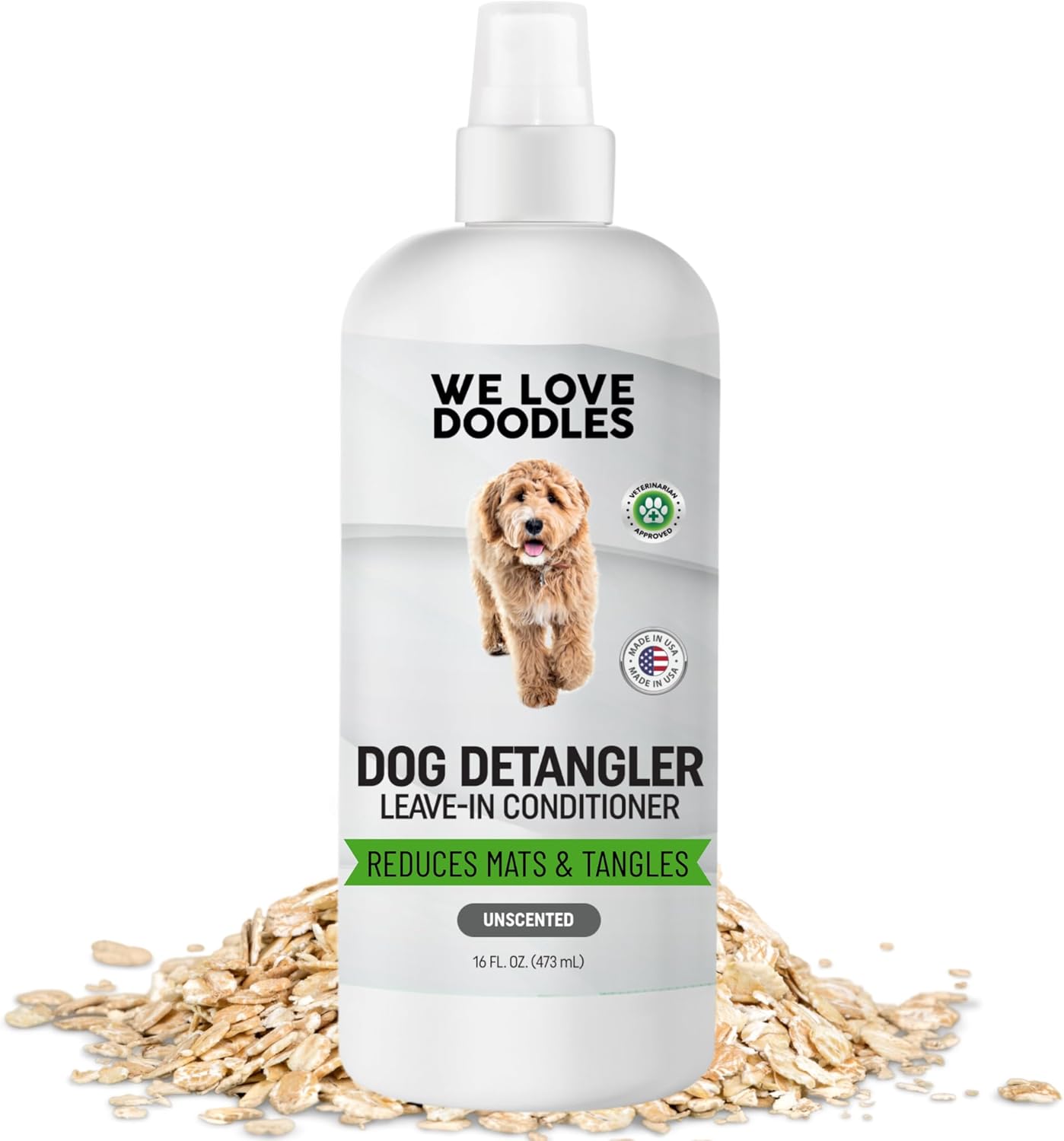 We Love Doodles Dog Detangler Spray - Leave-in Conditioner for Dogs - Dog Detangling Spray - Dematting Spray for Dogs - Tangle Remover - Made in The USA (Hypoallergenic Unscented)