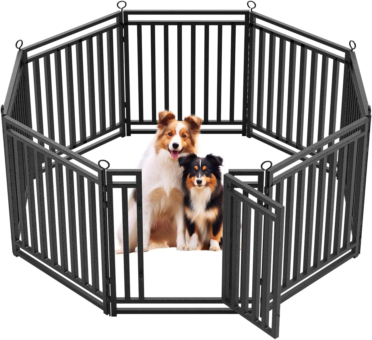Dog Fence Outdoor Indoor, 32" Inch Height 8 Panels Dog Playpen for Large/Medium/Small Dogs Metal Dog Pen for Yard Camping and RV | Black-Silver