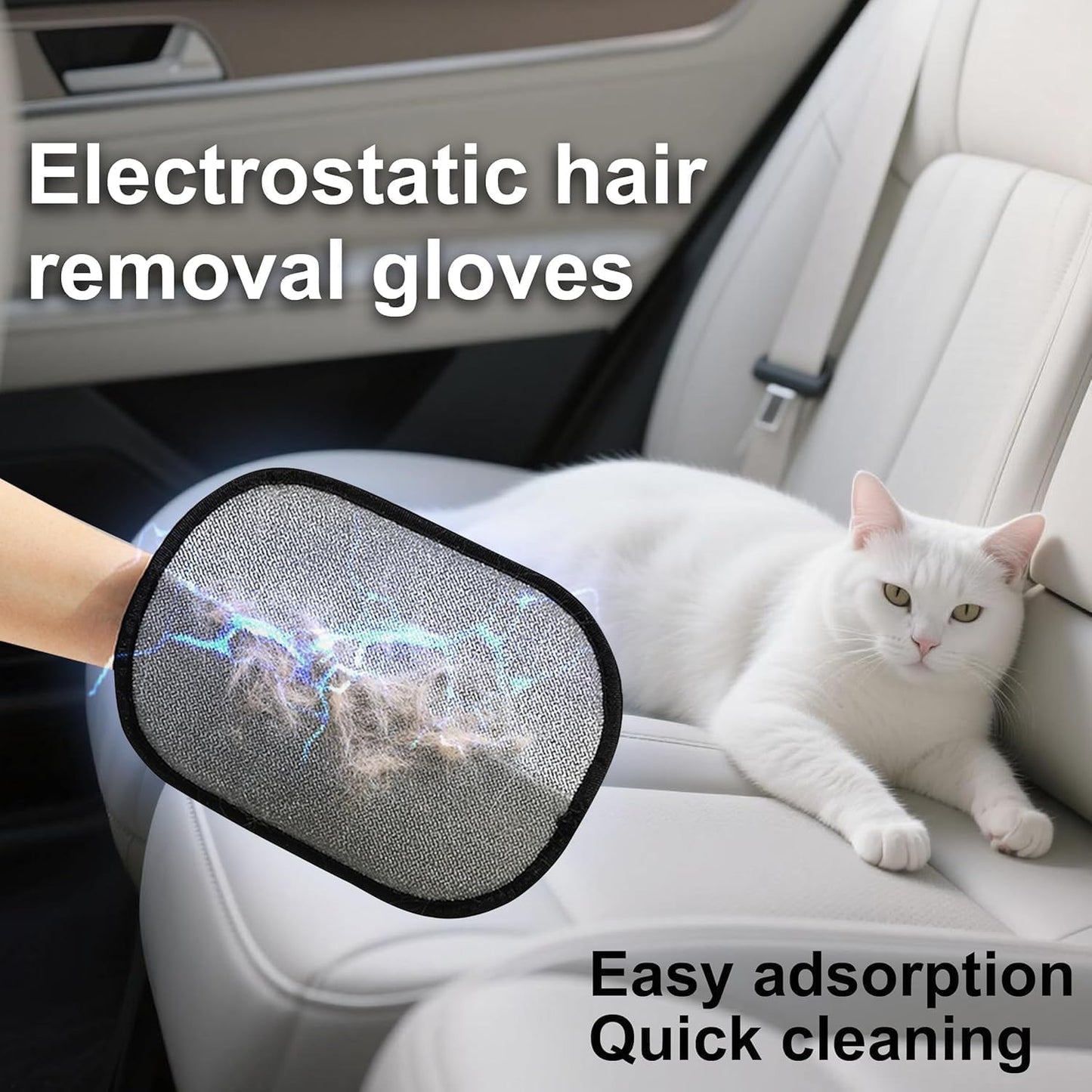 Pet Hair Removal Glove - Cat & Dog Electrostatic Hair Remover Grooming Glove 2Pcs