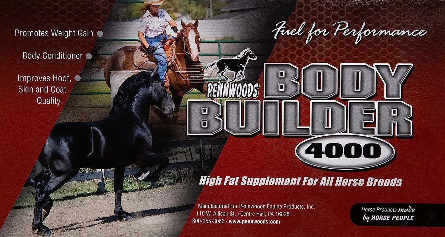 Body Builder 4000, Horse Weight Gain Supplement, High Fat and Energy Horse Weight Builder with Body Conditioning Horse Vitamins, Improves Hoof Quality - 12lb Bag