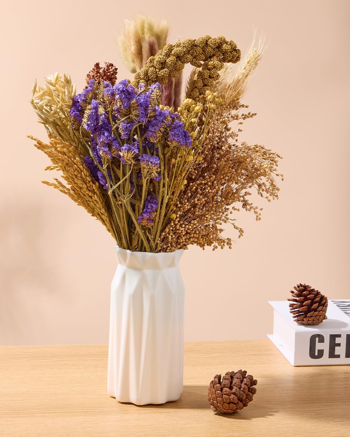 BUCATSTATE Natural Hamster Bedding - Flowers & Herbs & Sprays for Cage Habitat Decor - Treat Cereal Grain for Dwarf Syrian Gerbils, Mice, Rat, Forage, Enrichment (58PCS)