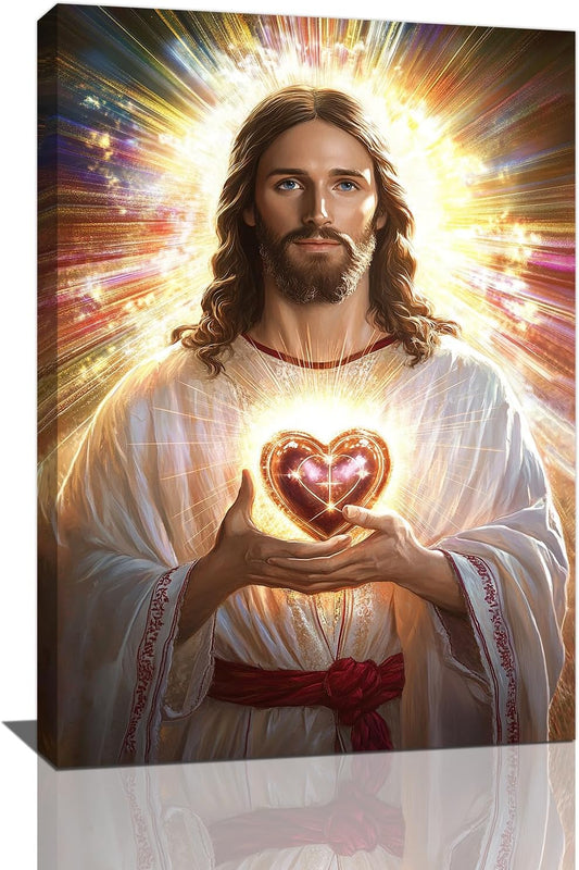 Christian Jesus Wall Art Religion Canvas Wall Decor Prints Framed Painting Jesus Pictures Gifts Artwork for Bathroom Living Dining Church 16"x24"