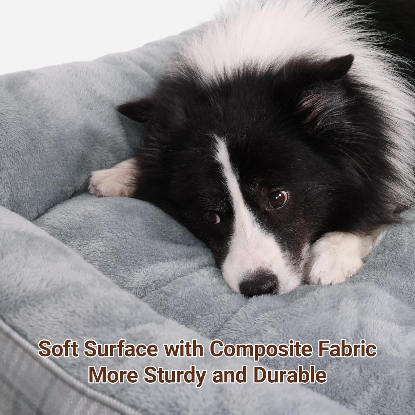 MIHIKK Rectangle Dog Beds for Large Dogs & Cats, Orthopedic Sleeping Pet Bed for Couch with Durable Puppy Cuddler and Anti-Slip Bottom Machine Washable 34 * 24 Inch (Gray)