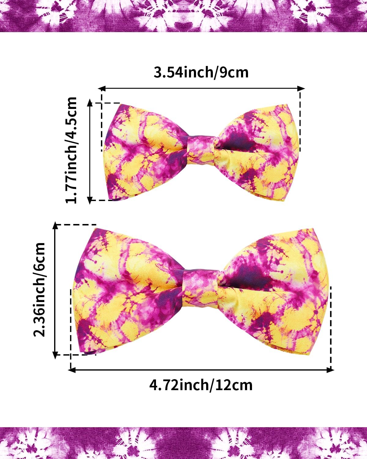 PET SHOW 10 Pack Tie Dye Big Dog Bow Ties for Large Medium Dogs Sliding Collar Attachments Floral Bowties Gradient Colors Bowknots Party Holiday Pet Grooming Accessories(Large)