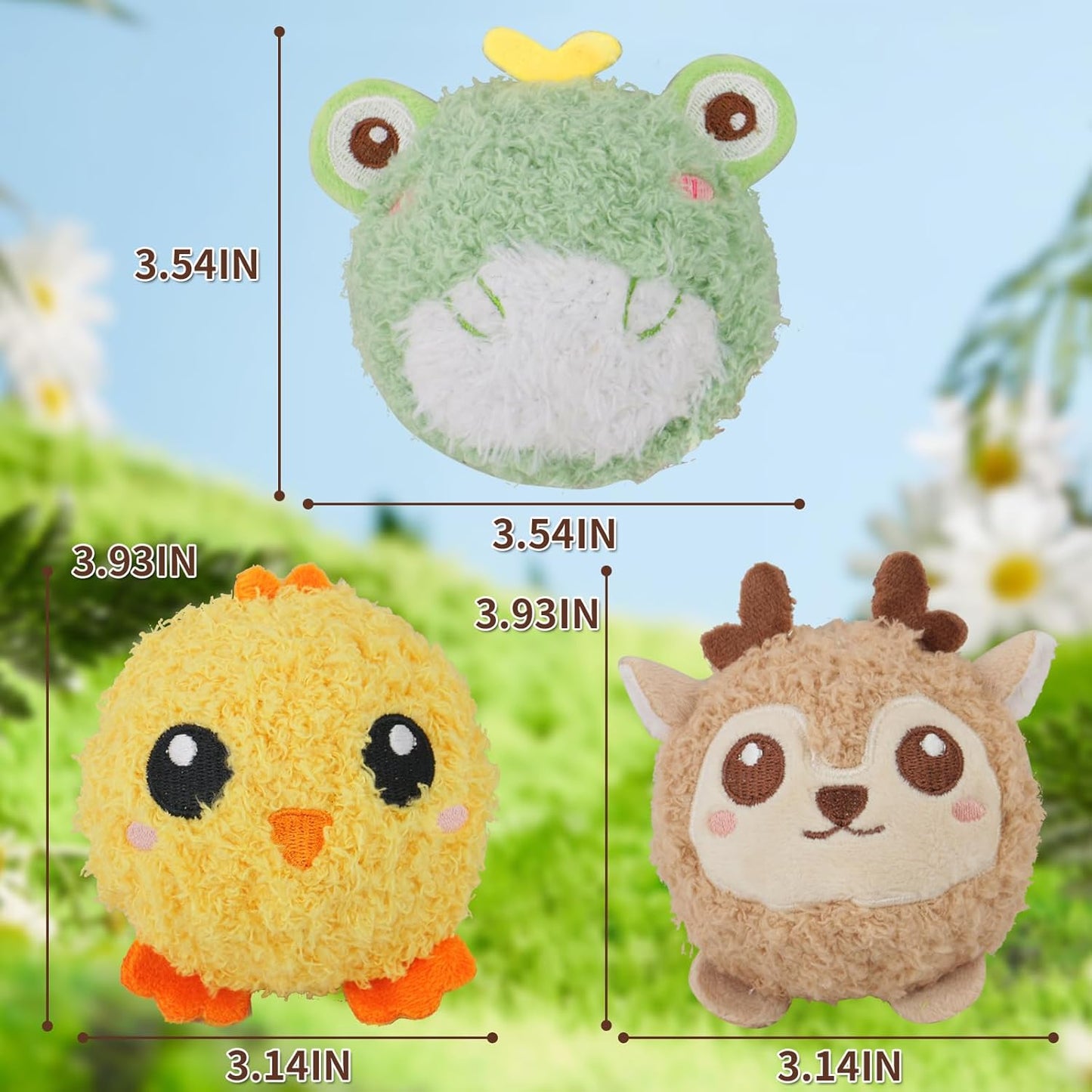 DKING 3Pack Squeaky Dog Balls,2 in1 Funny Puppy Ball Toys,Birthday Dog Toy for Small Medium Dogs (Farm Ball)