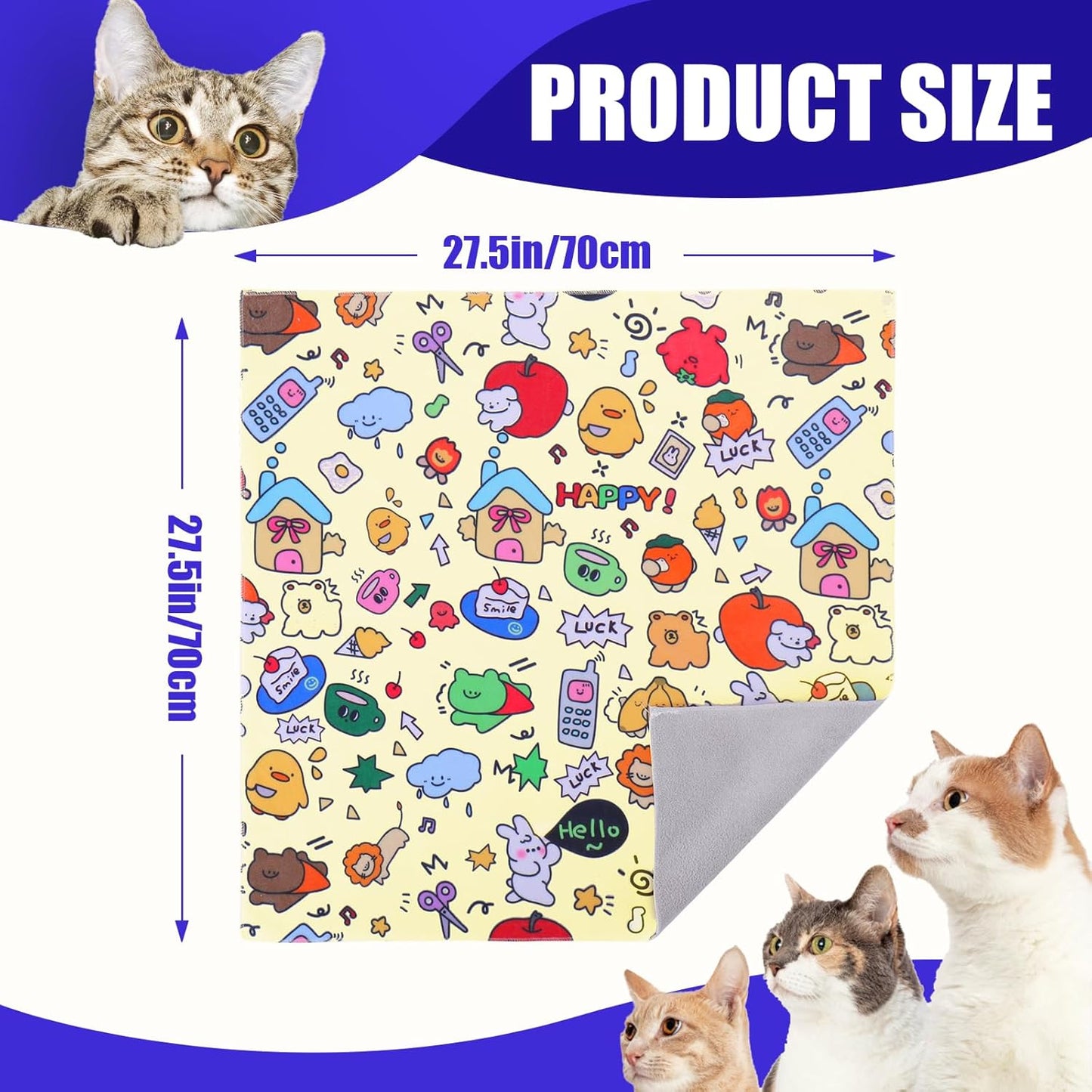 XANGNIER Cat Wrap for Grooming,Cat Restraint Wrap for Cutting Nails,Fabric Burrito Wrap for Nail Clipping, Anti-Scratch, Anti-Escape,Multifunctional Swaddle Wrap Pet Tool (27.5 x 27.5 Inch)