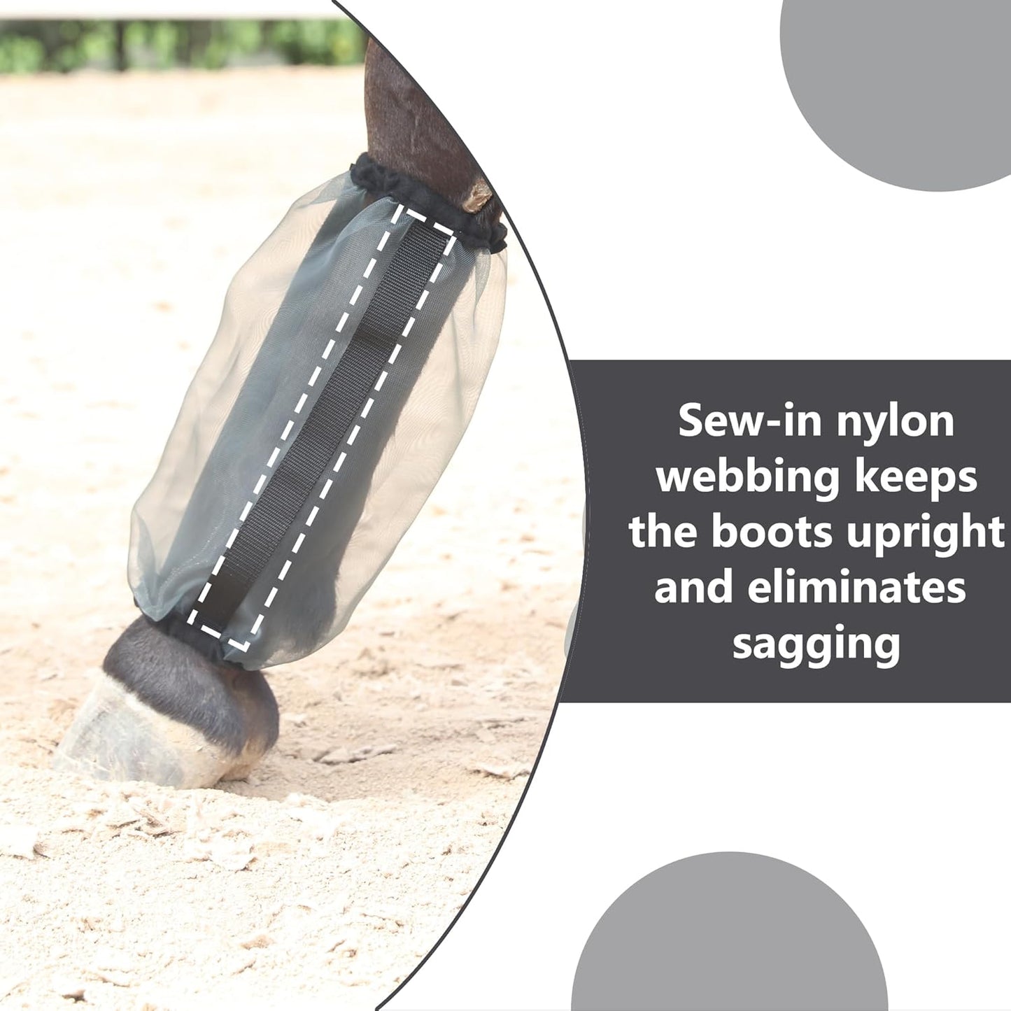 Horse Fly Boots Set of 4, Ultra Lightweight Breathable Mesh Leg Wraps, Non-Slip Fit, Reduce Stomping, Universal Size, Ideal for Summer Grey